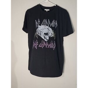 Maurice's Black Def Leppard Oversized Graphic Tee Size XS‎ , EUC